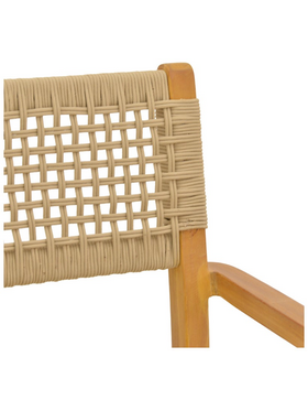 Πολυθρόνα Lengan Pakoworld Σκελετός Teak Ξύλο σε Φυσική Απόχρωση-Μπεζ Σχοινί 54x52x80εκ