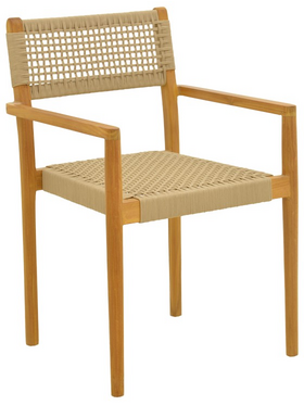 Πολυθρόνα Lengan Pakoworld Σκελετός Teak Ξύλο σε Φυσική Απόχρωση-Μπεζ Σχοινί 54x52x80εκ