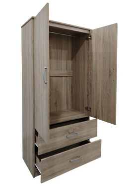 Ντουλάπα Δίφυλλη με 2 Συρτάρια Lego Pakoworld σε Sonoma Απόχρωση 80x42x180εκ