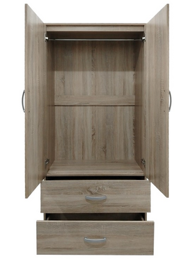 Ντουλάπα Δίφυλλη με 2 Συρτάρια Lego Pakoworld σε Sonoma Απόχρωση 80x42x180εκ