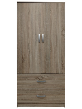 Ντουλάπα Δίφυλλη με 2 Συρτάρια Lego Pakoworld σε Sonoma Απόχρωση 80x42x180εκ