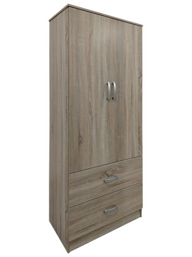 Ντουλάπα Δίφυλλη με 2 Συρτάρια Lego Pakoworld σε Sonoma Απόχρωση 80x42x180εκ