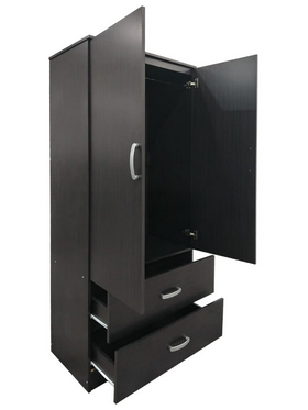 Ντουλάπα Δίφυλλη με 2 Συρτάρια Lego Pakoworld σε Wenge Απόχρωση 80x42x180εκ