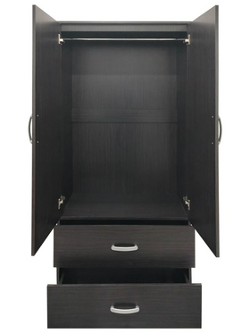 Ντουλάπα Δίφυλλη με 2 Συρτάρια Lego Pakoworld σε Wenge Απόχρωση 80x42x180εκ