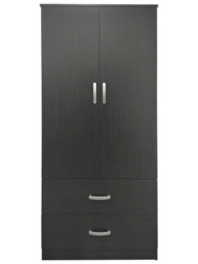 Ντουλάπα Δίφυλλη με 2 Συρτάρια Lego Pakoworld σε Wenge Απόχρωση 80x42x180εκ