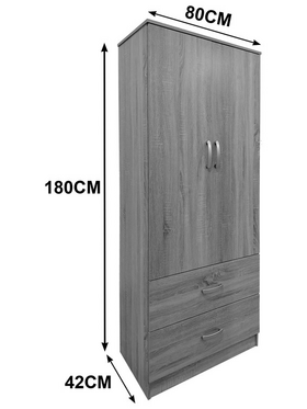 Ντουλάπα Δίφυλλη με 2 Συρτάρια Lego Pakoworld σε Wenge Απόχρωση 80x42x180εκ