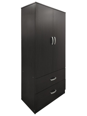 Ντουλάπα Δίφυλλη με 2 Συρτάρια Lego Pakoworld σε Wenge Απόχρωση 80x42x180εκ