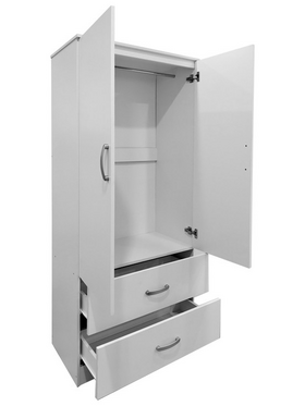 Ντουλάπα Δίφυλλη με 2 Συρτάρια Lego Pakoworld σε Λευκή Απόχρωση 80x42x180εκ