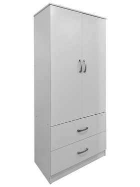 Ντουλάπα Δίφυλλη με 2 Συρτάρια Lego Pakoworld σε Λευκή Απόχρωση 80x42x180εκ