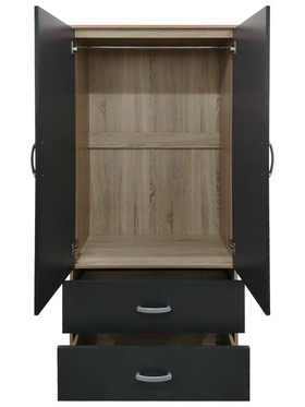 Ντουλάπα Δίφυλλη με 2 Συρτάρια Lego Pakoworld σε Sonoma-Ανθρακί Απόχρωση 80x42x180εκ