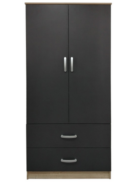 Ντουλάπα Δίφυλλη με 2 Συρτάρια Lego Pakoworld σε Sonoma-Ανθρακί Απόχρωση 80x42x180εκ