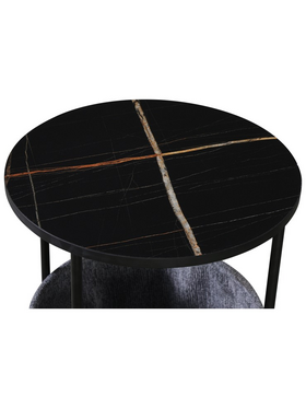 Βοηθητικό Τραπέζι Fredami Pakoworld Μαύρο Μαρμάρου Φ40x50εκ