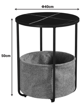 Βοηθητικό Τραπέζι Fredami Pakoworld Μαύρο Μαρμάρου Φ40x50εκ