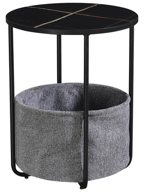 Βοηθητικό Τραπέζι Fredami Pakoworld Μαύρο Μαρμάρου Φ40x50εκ