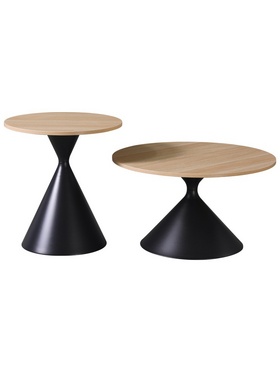 Τραπέζια Σαλονιού Hemena Pakoworld σετ 2τεμ σε Μαύρη-Φυσική Απόχρωση