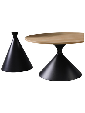 Τραπέζια Σαλονιού Hemena Pakoworld σετ 2τεμ σε Μαύρη-Φυσική Απόχρωση