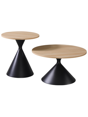 Τραπέζια Σαλονιού Hemena Pakoworld σετ 2τεμ σε Μαύρη-Φυσική Απόχρωση