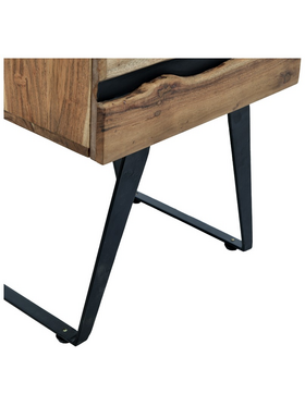 Κομοδίνο Imena Pakoworld Μασίφ Ξύλο Acacia σε Φυσικό Απόχρωση με Μαύρα Μεταλλικά Πόδια 45x35x56εκ