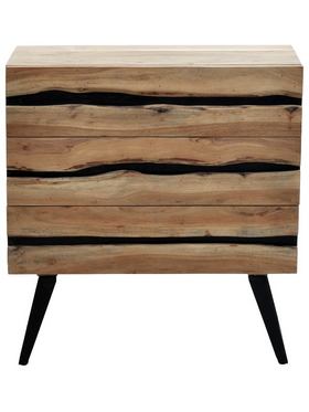 Συρταριέρα Imena Pakoworld Μασίφ Ξύλο Acacia σε Φυσικό Απόχρωση με Μαύρα Μεταλλικά Πόδια 80x38x86,5εκ