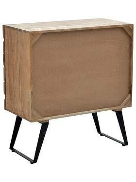 Συρταριέρα Imena Pakoworld Μασίφ Ξύλο Acacia σε Φυσικό Απόχρωση με Μαύρα Μεταλλικά Πόδια 80x38x86,5εκ