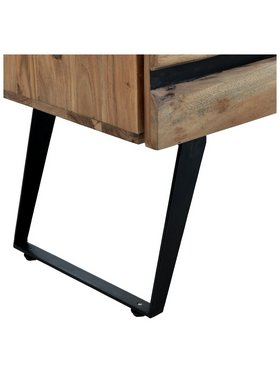Συρταριέρα Imena Pakoworld Μασίφ Ξύλο Acacia σε Φυσικό Απόχρωση με Μαύρα Μεταλλικά Πόδια 80x38x86,5εκ