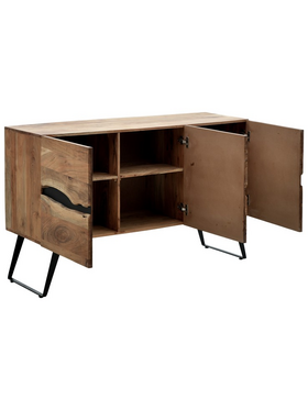 Μπουφές Imena Pakoworld Μασίφ Ξύλο Acacia σε Φυσική Απόχρωση με Μαύρα Μεταλλικά Πόδια 148x43.5x86εκ