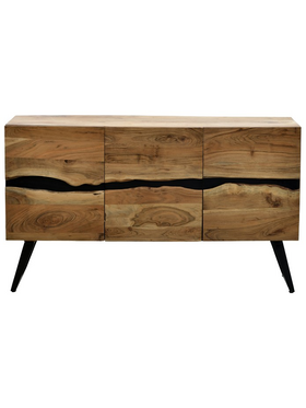 Μπουφές Imena Pakoworld Μασίφ Ξύλο Acacia σε Φυσική Απόχρωση με Μαύρα Μεταλλικά Πόδια 148x43.5x86εκ