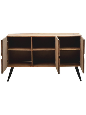 Μπουφές Imena Pakoworld Μασίφ Ξύλο Acacia σε Φυσική Απόχρωση με Μαύρα Μεταλλικά Πόδια 148x43.5x86εκ