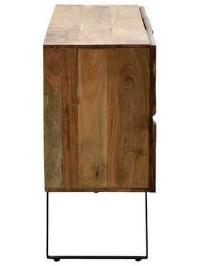 Μπουφές Imena Pakoworld Μασίφ Ξύλο Acacia σε Φυσική Απόχρωση με Μαύρα Μεταλλικά Πόδια 148x43.5x86εκ