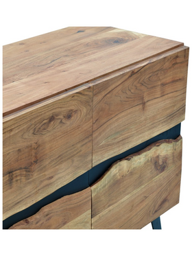 Μπουφές Imena Pakoworld Μασίφ Ξύλο Acacia σε Φυσική Απόχρωση με Μαύρα Μεταλλικά Πόδια 148x43.5x86εκ