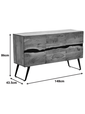 Μπουφές Imena Pakoworld Μασίφ Ξύλο Acacia σε Φυσική Απόχρωση με Μαύρα Μεταλλικά Πόδια 148x43.5x86εκ