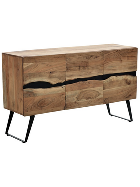 Μπουφές Imena Pakoworld Μασίφ Ξύλο Acacia σε Φυσική Απόχρωση με Μαύρα Μεταλλικά Πόδια 148x43.5x86εκ