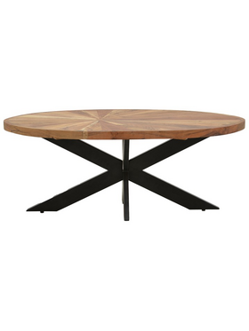 Τραπέζι Σαλονιού Fardy Pakoworld Μασίφ Ξύλο Ακακίας σε Φυσική Απόχρωση με Μαύρα Μεταλλικά Πόδια 120x60x45εκ