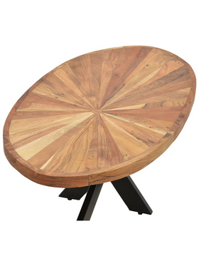 Τραπέζι Σαλονιού Fardy Pakoworld Μασίφ Ξύλο Ακακίας σε Φυσική Απόχρωση με Μαύρα Μεταλλικά Πόδια 120x60x45εκ