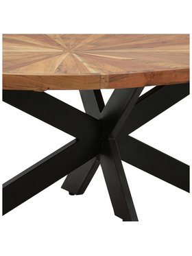 Τραπέζι Σαλονιού Fardy Pakoworld Μασίφ Ξύλο Ακακίας σε Φυσική Απόχρωση με Μαύρα Μεταλλικά Πόδια 120x60x45εκ