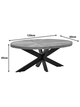 Τραπέζι Σαλονιού Fardy Pakoworld Μασίφ Ξύλο Ακακίας σε Φυσική Απόχρωση με Μαύρα Μεταλλικά Πόδια 120x60x45εκ