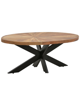 Τραπέζι Σαλονιού Fardy Pakoworld Μασίφ Ξύλο Ακακίας σε Φυσική Απόχρωση με Μαύρα Μεταλλικά Πόδια 120x60x45εκ