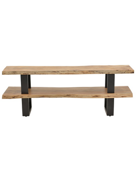 Έπιπλο Τηλεόρασης Fuji Pakoworld Μασίφ Ξύλο Ακακίας σε Φυσική Απόχρωση με Μαύρα Μεταλλικά Πόδια 140x40x52εκ