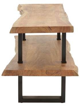 Έπιπλο Τηλεόρασης Fuji Pakoworld Μασίφ Ξύλο Ακακίας σε Φυσική Απόχρωση με Μαύρα Μεταλλικά Πόδια 140x40x52εκ