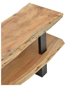 Έπιπλο Τηλεόρασης Fuji Pakoworld Μασίφ Ξύλο Ακακίας σε Φυσική Απόχρωση με Μαύρα Μεταλλικά Πόδια 140x40x52εκ