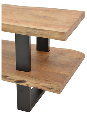 Έπιπλο Τηλεόρασης Fuji Pakoworld Μασίφ Ξύλο Ακακίας σε Φυσική Απόχρωση με Μαύρα Μεταλλικά Πόδια 140x40x52εκ