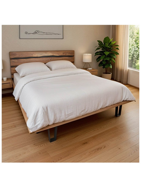 Κρεβάτι Imena Pakoworld Διπλό Μασίφ Ξύλο σε Φυσική Απόχρωση 160x200εκ