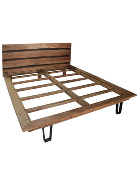 Κρεβάτι Imena Pakoworld Διπλό Μασίφ Ξύλο σε Φυσική Απόχρωση 160x200εκ