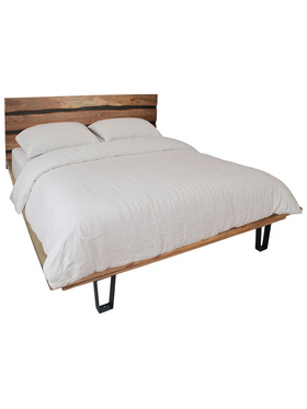 Κρεβάτι Imena Pakoworld Διπλό Μασίφ Ξύλο σε Φυσική Απόχρωση 160x200εκ