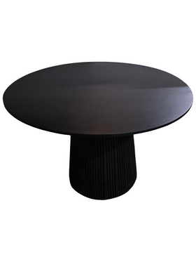 Τραπέζι Canicule Pakoworld Μασίφ Ξύλο Ακακίας σε Μαύρη Απόχρωση Φ120x75εκ