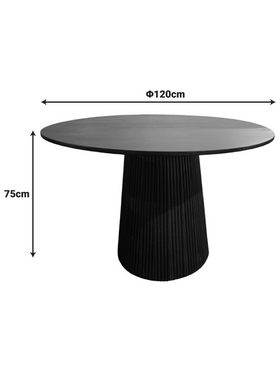 Τραπέζι Canicule Pakoworld Μασίφ Ξύλο Ακακίας σε Μαύρη Απόχρωση Φ120x75εκ