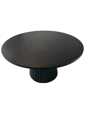 Τραπέζι Σαλονιού Canicule i Pakoworld Μασίφ Ξύλο Ακακίας σε Μαύρη Απόχρωση Φ80x40εκ