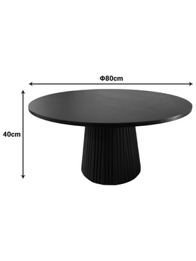 Τραπέζι Σαλονιού Canicule i Pakoworld Μασίφ Ξύλο Ακακίας σε Μαύρη Απόχρωση Φ80x40εκ