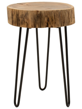Βοηθητικό Τραπέζι Tripp Pakoworld Μασίφ Ξύλο Ακακίας σε Φυσική Απόχρωση με Μαυρα Μεταλλικά Πόδια 32x30x47εκ