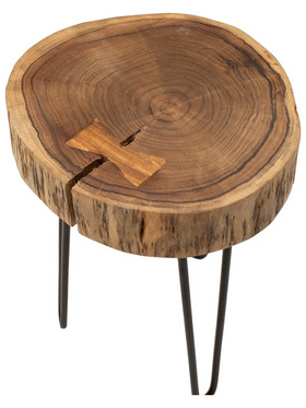 Βοηθητικό Τραπέζι Tripp Pakoworld Μασίφ Ξύλο Ακακίας σε Φυσική Απόχρωση με Μαυρα Μεταλλικά Πόδια 32x30x47εκ